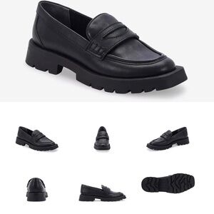 Dolce Vita Black Chunky Lug Sole Leather Loafers